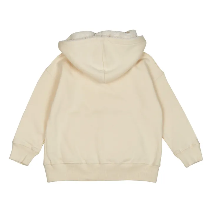 Emile et Ida Sweat Coton Bio Capuche Façon Fourrure | Ecru