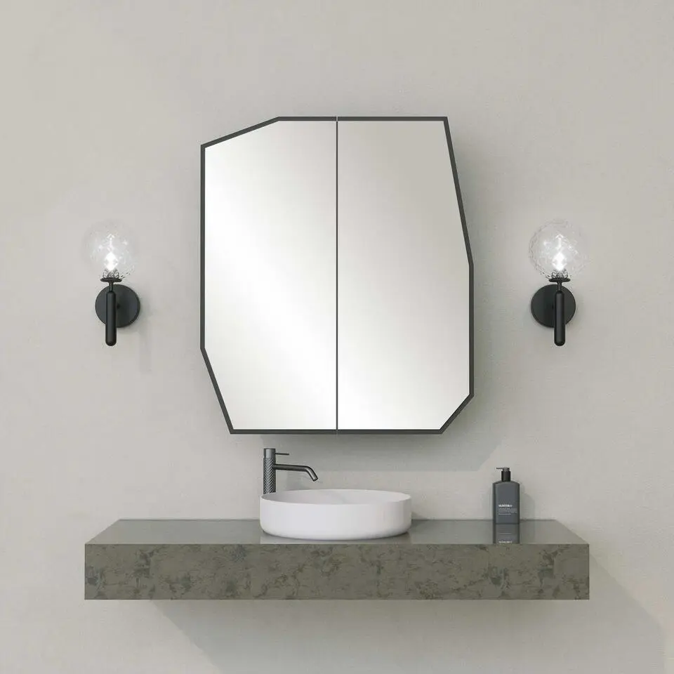 Emob Spiegelkast Woody Fashion - 50 x 12 x 45 cm - Zwart