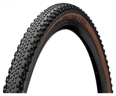 Pneu Gravel Continental Terra Trail 700 mm Tubeless Ready Souple ProTection BlackChili Compound Flancs Marrons Transparent E-Bike e25