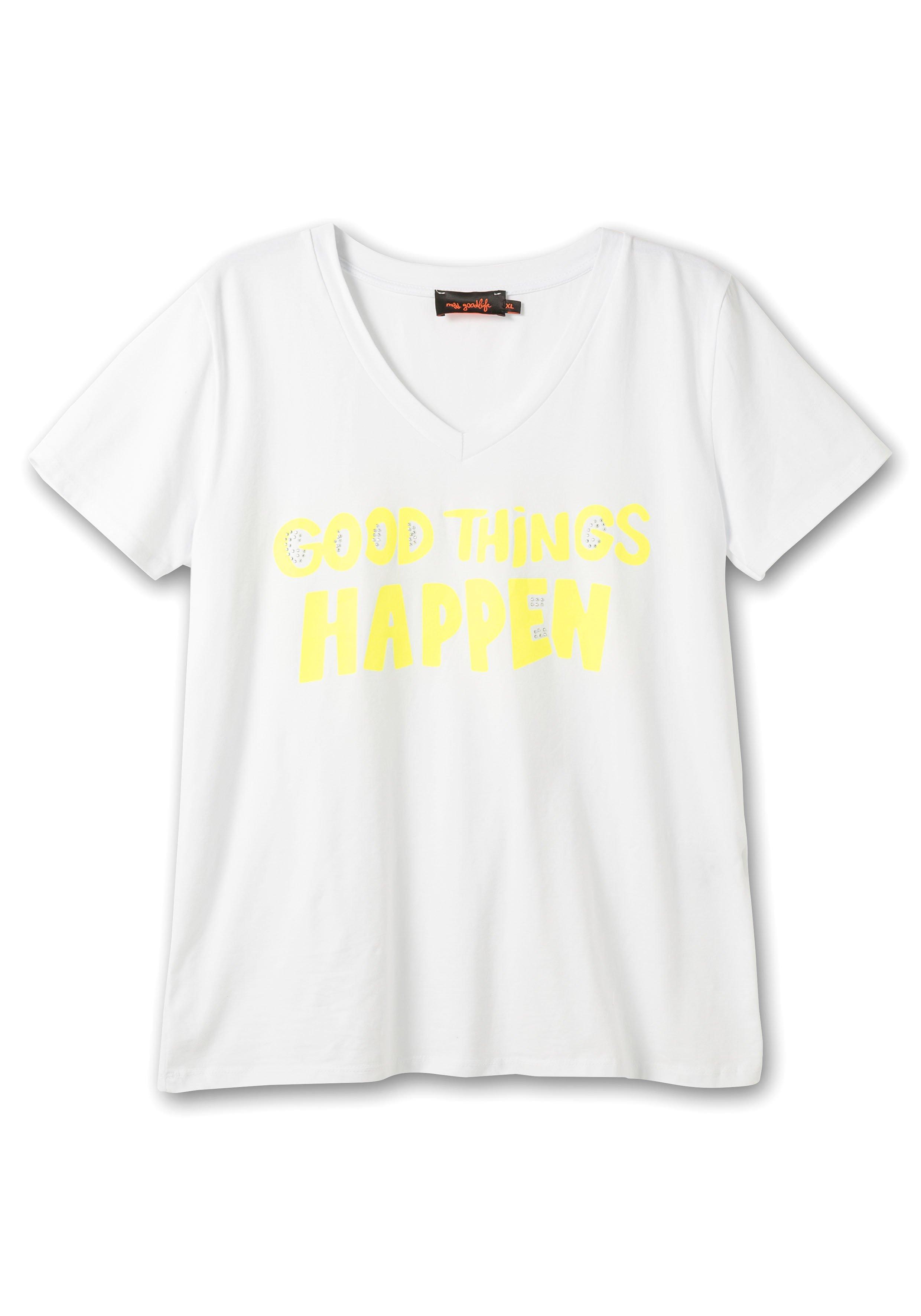 T-Shirt mit Neon-Frontdruck, elastische Qualität