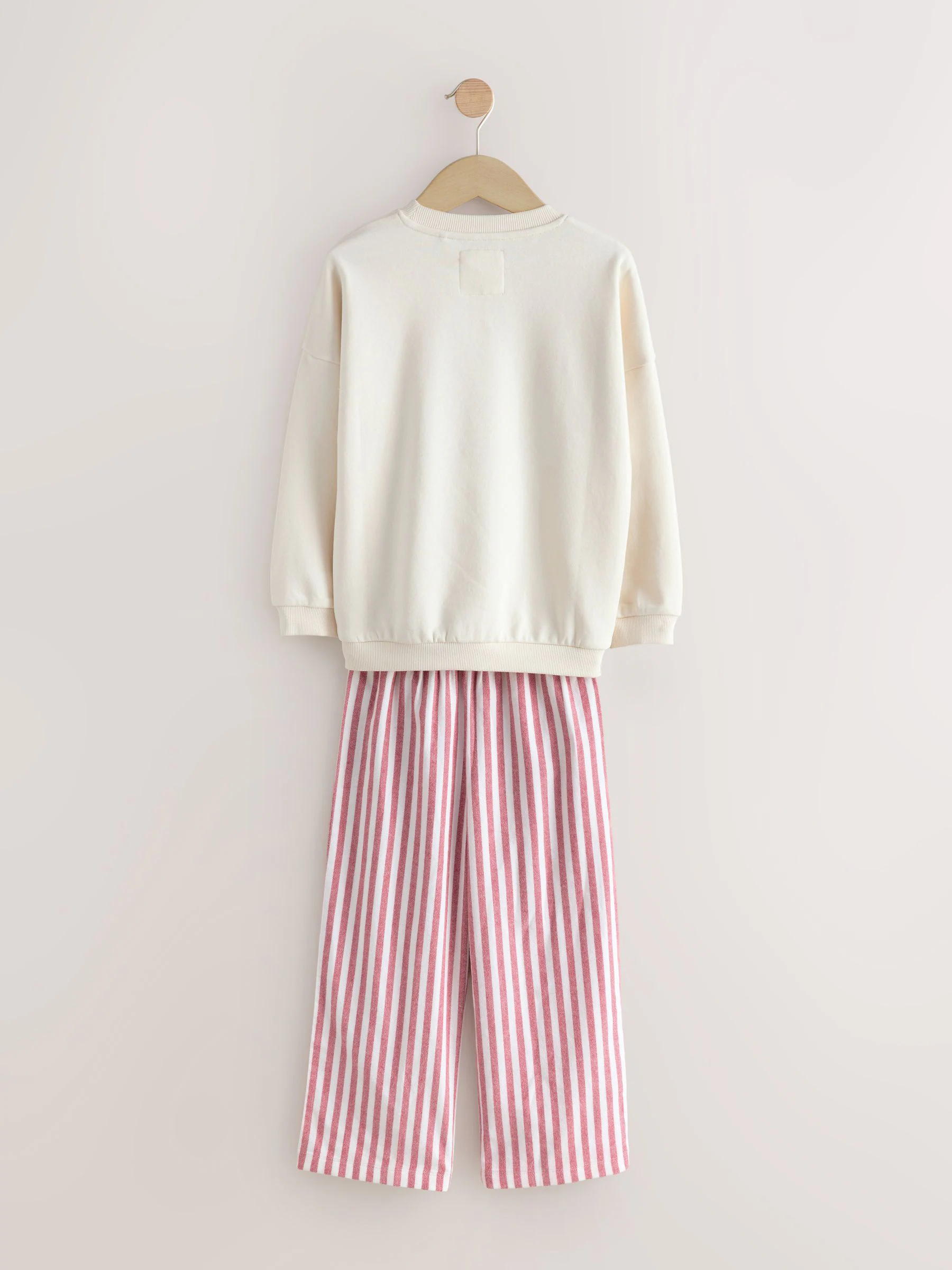 Crème/rode strik - Sweatshirt Pyjama's (2-16jaar)