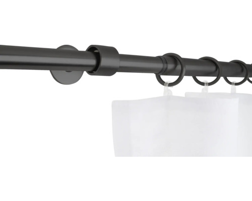 Uitschuifbare gordijnroedeset, 2-in-1, zwart, 120-210 cm, Ø 16/19 mm