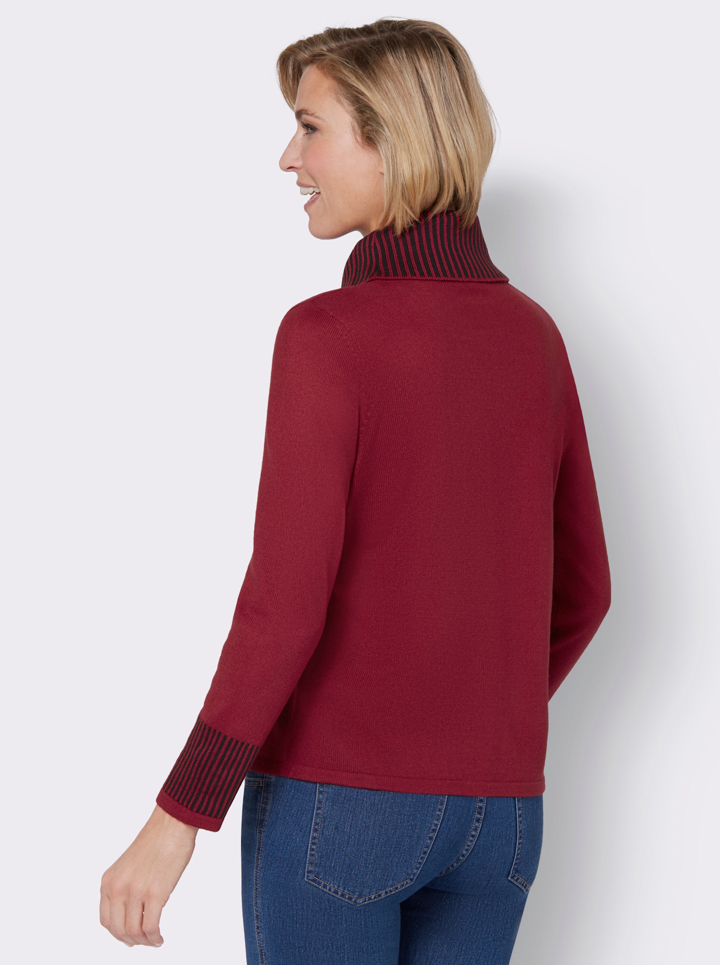 Rollkragenpullover mit Streifen-Muster