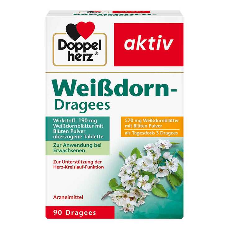 Doppelherz Weißdorn Dragees, 90 St