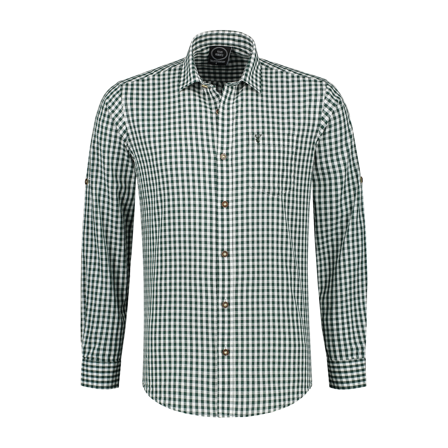 Wit Groene Blouse Heren Korte Mouw Krempelarm