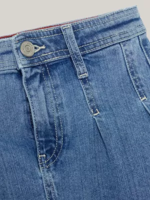 Minissaia plissada em jeans