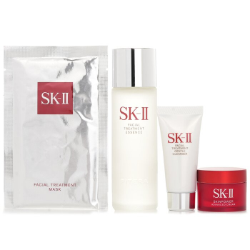 SK II Best Seller Trial Kit: Facial Treatment Ess. 75ml Facial Treatment Cleanser 20g SKINPOWER Advanced Cream 15g  F.T Mask 1pcs