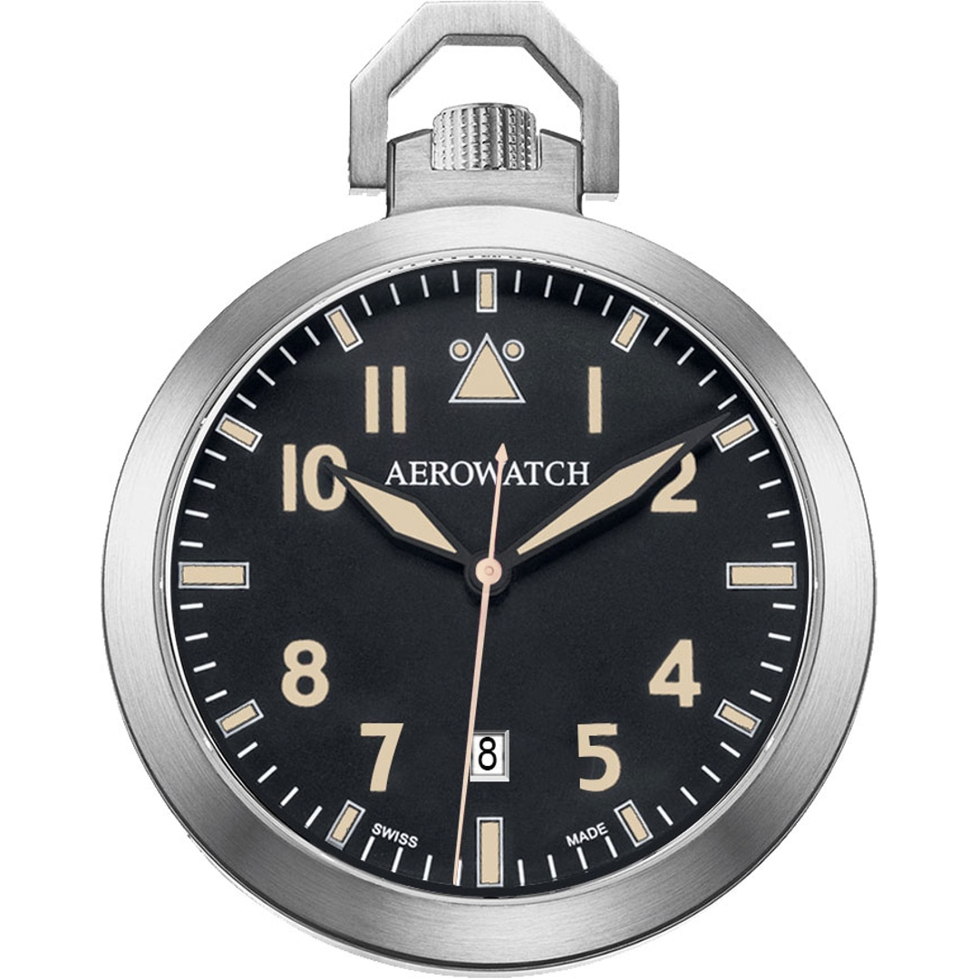 Aerowatch Taschenuhr Lépine Quartz sapphire Silbrig / Schwarz Ø 48mm