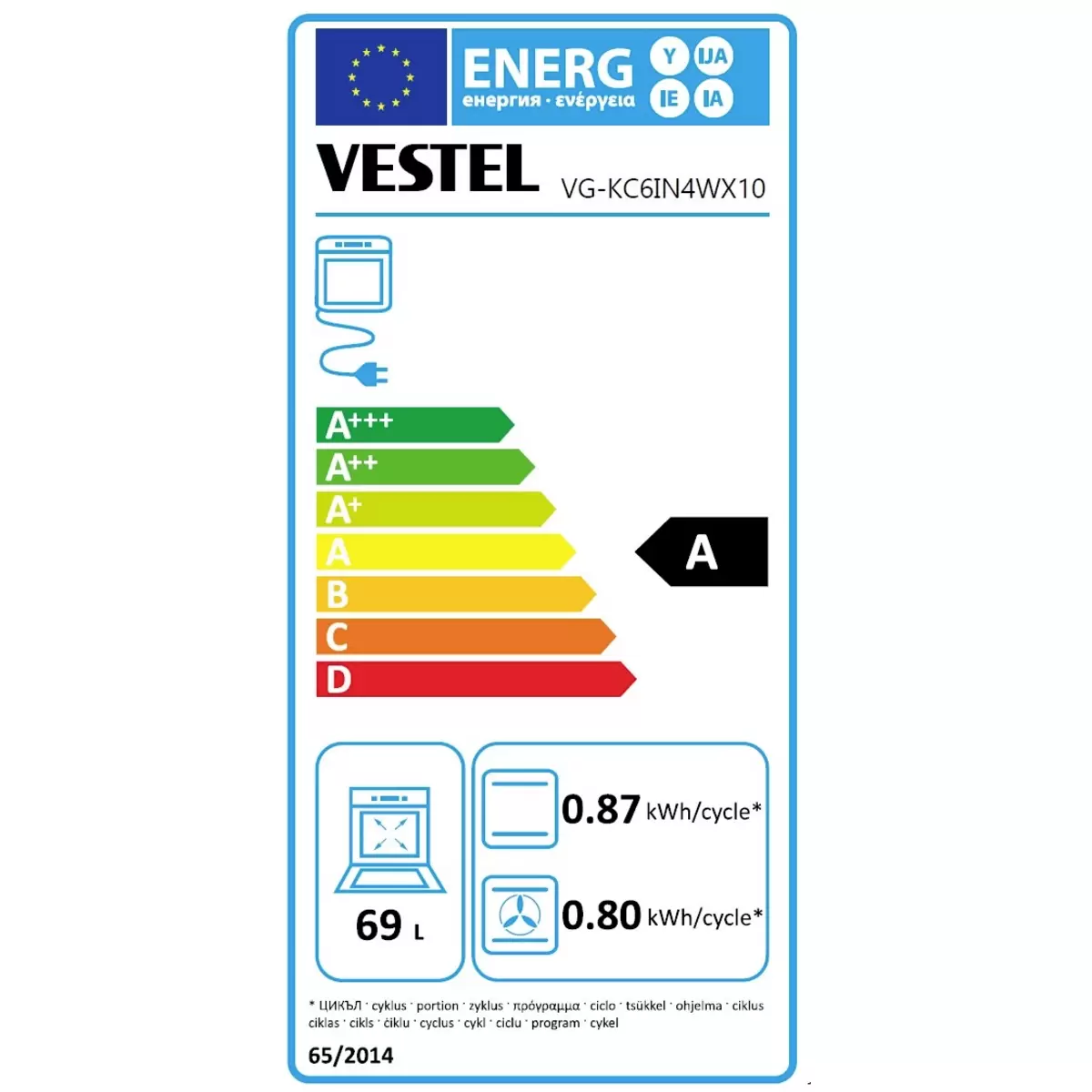 Kochherd freistehend 60cm VESTEL VG-KC6IN4WX10 weiss