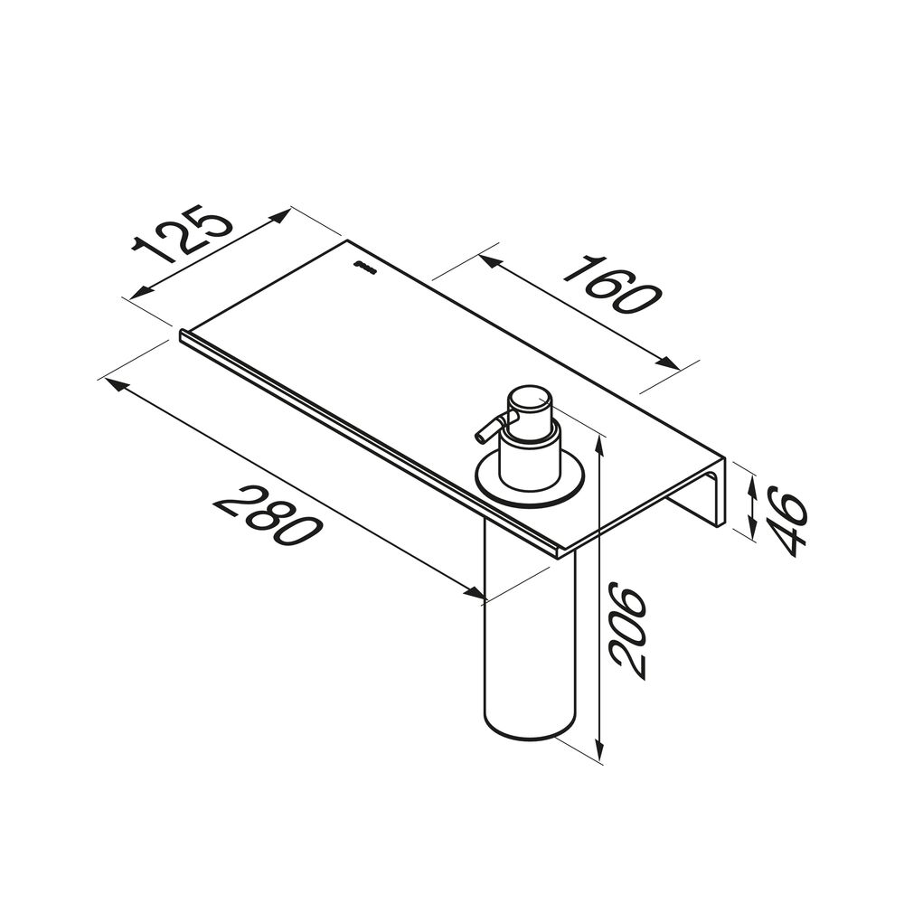 Geesa Leev planchet 28cm met handdoekhaak en zeepdispenser 200 ml zwart