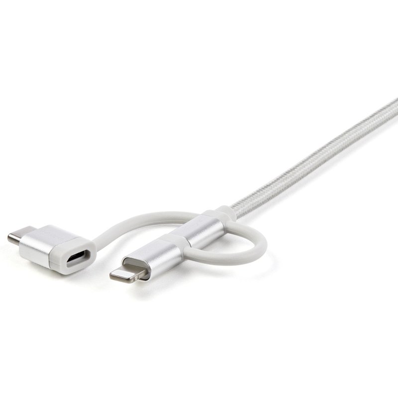 StarTech.com Câble multi chargeur USB de 1 m - Lightning USB-C Micro-B - Tressé