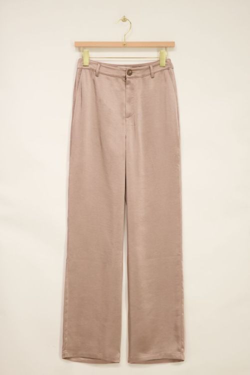 Beige pantalon satijn look