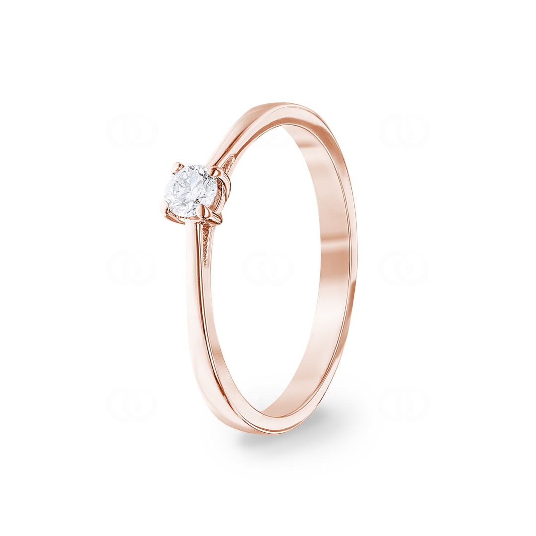0.15 Karat Diamant Verlobungsring 750/18 K Roségold in 4-Griff
