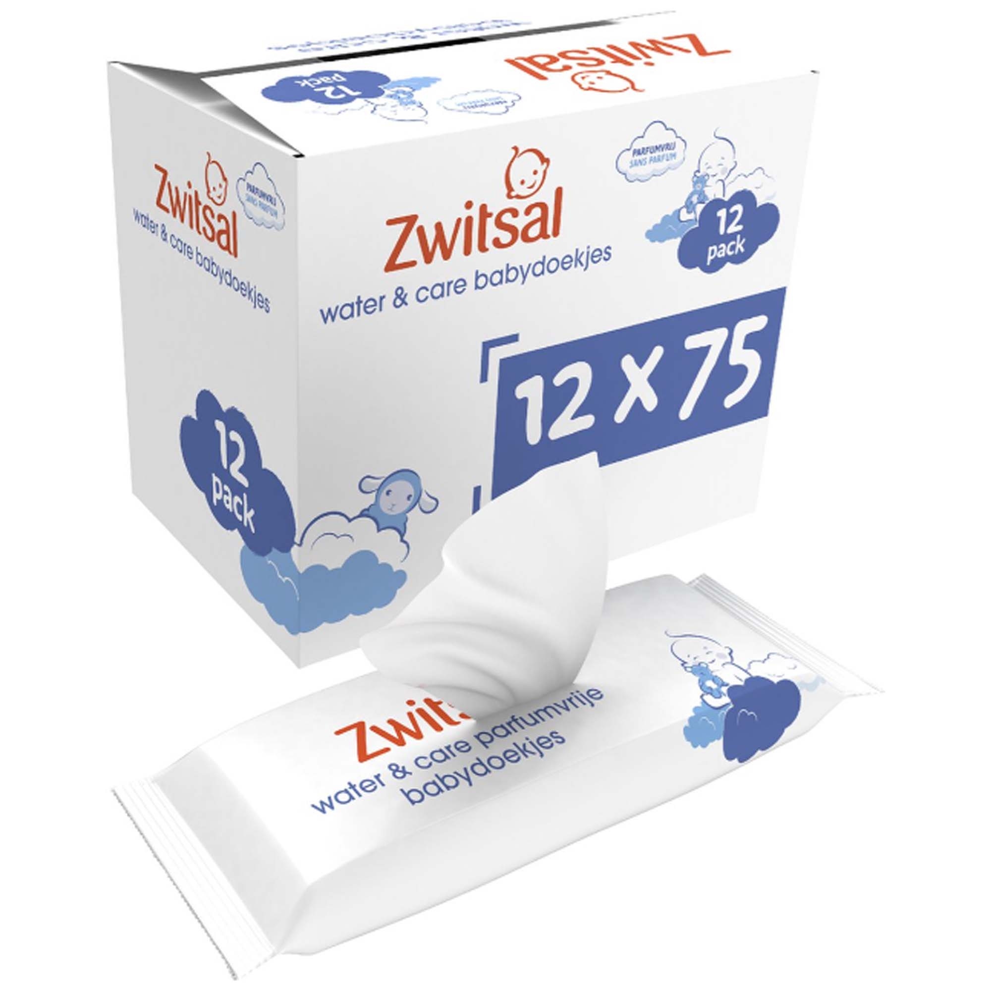Zwitsal Water & Care Babydoekjes (12x75 stuks)