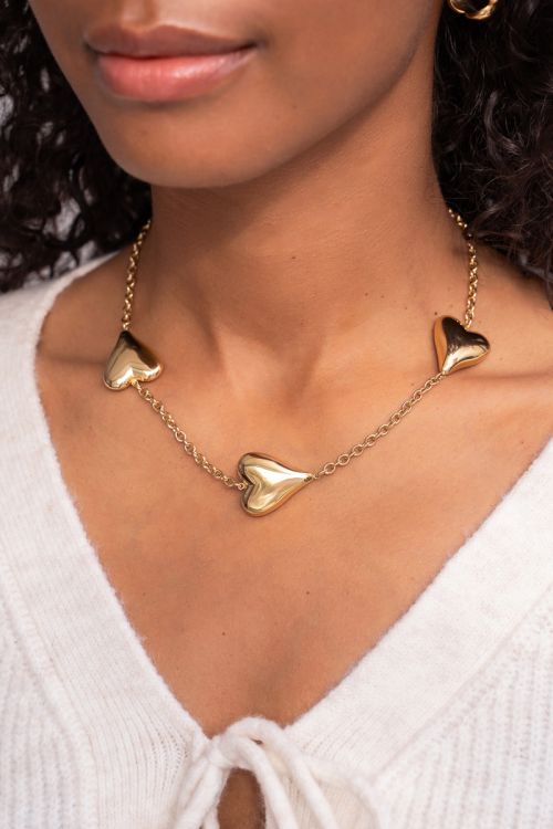 Statement ketting met hartjes