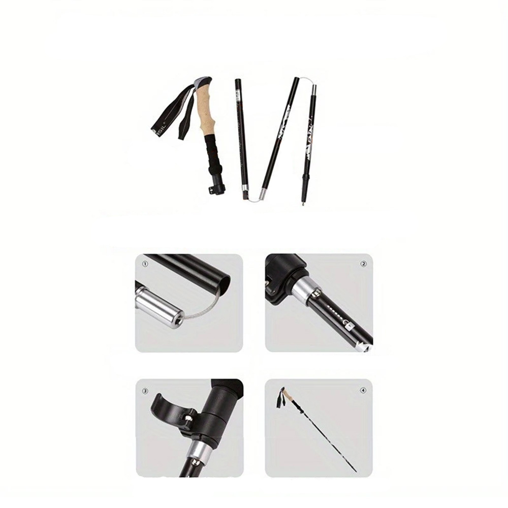 (2er Set) Faltbarer Aluminium Trekking Wanderstock Nordic Walking Stock mit Gummi Puffer / Sommer- / Schnee Teller / Transporttasche - Grün
