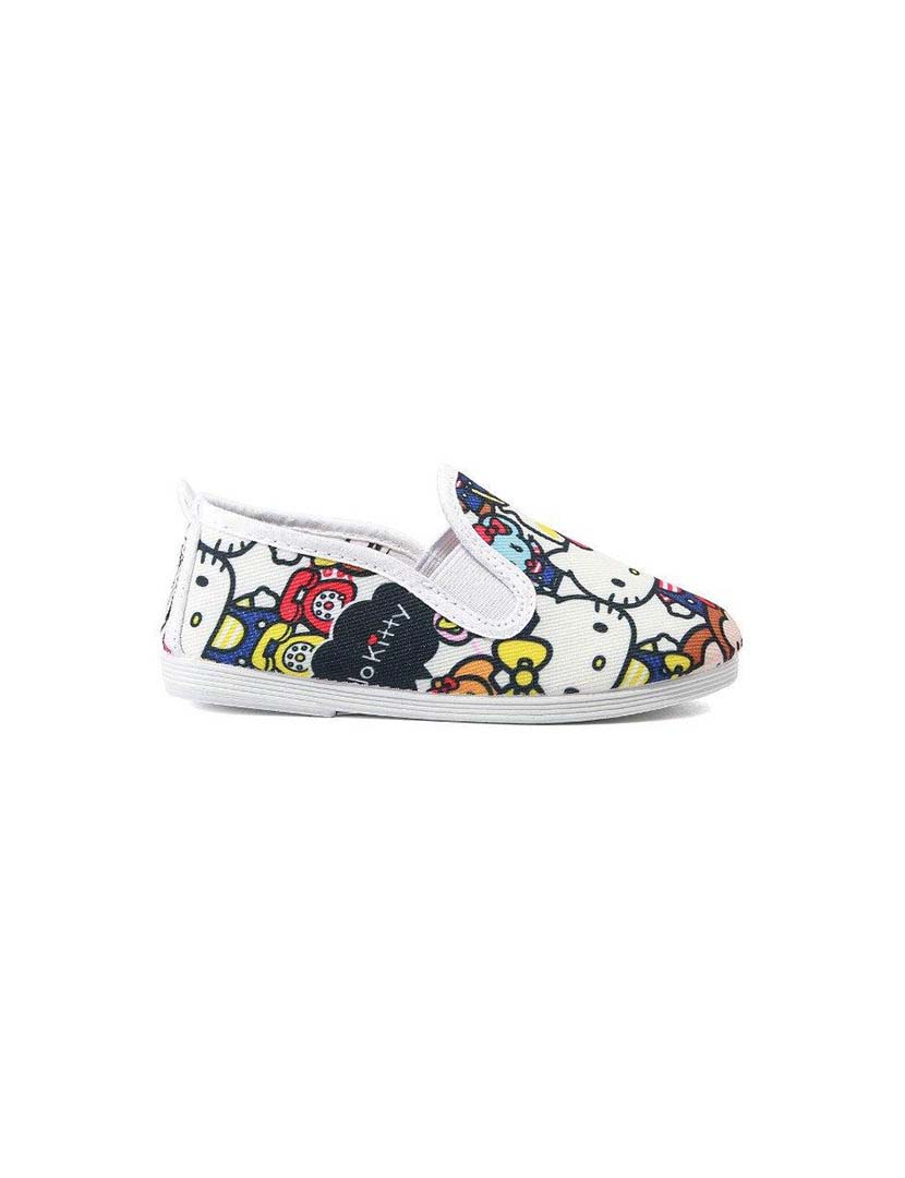 White Cat Print Slip-Ons