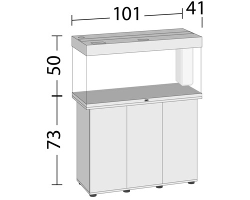 Juwel Rio 180 LED SBX aquariumcombinatie met LED-verlichting, verwarming, filter en grijze kast