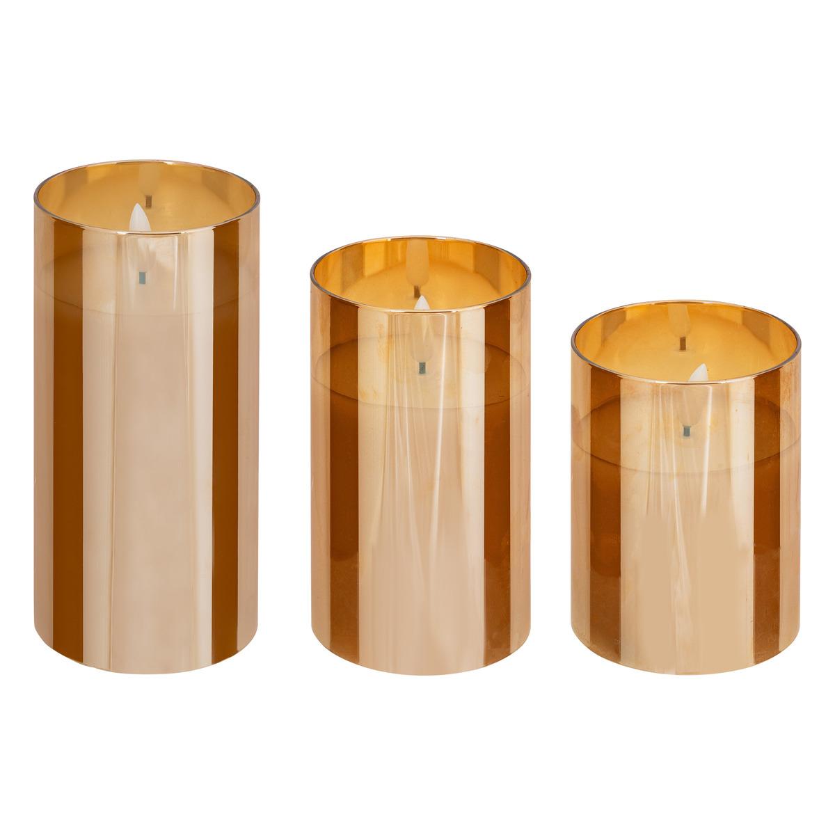 COFFRET 3 BOUGIE LED VERRE SENA AMBRE