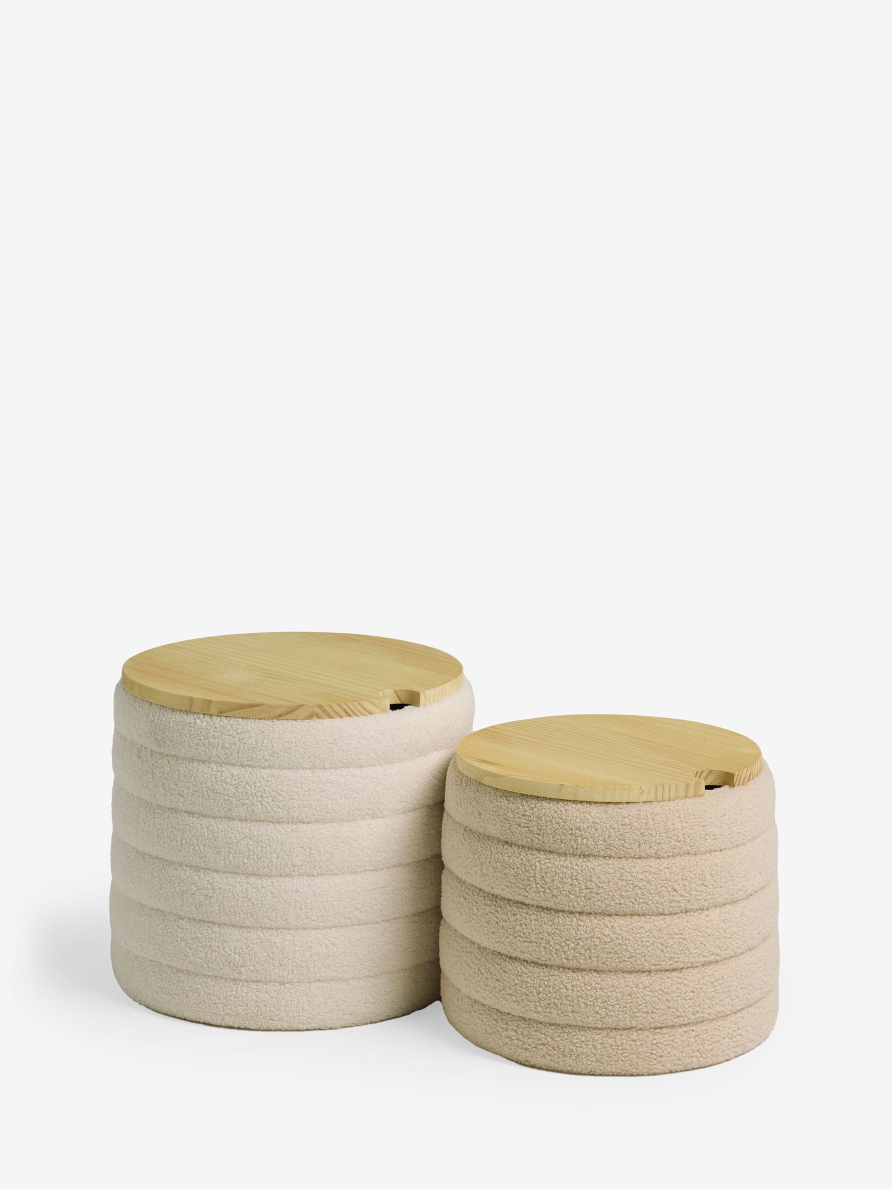 Set van 2 bouclé manden met deksel
