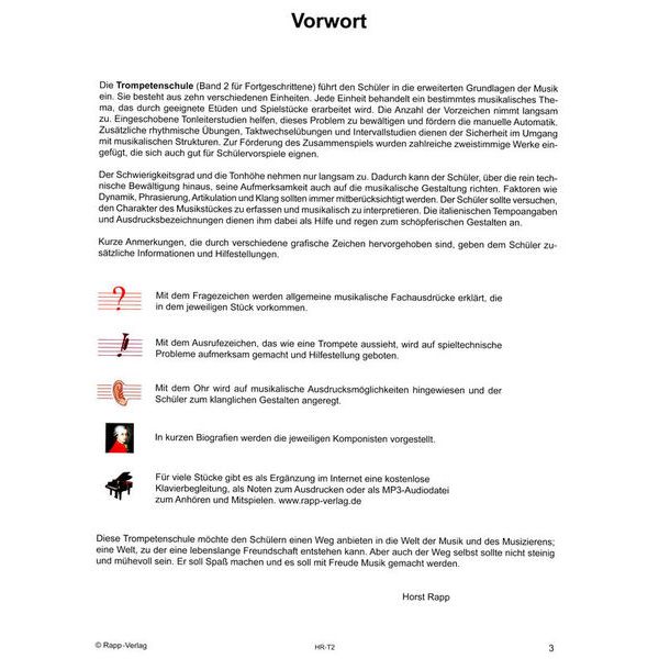 Horst Rapp Verlag Trompetenschule 2 für Fortgesc