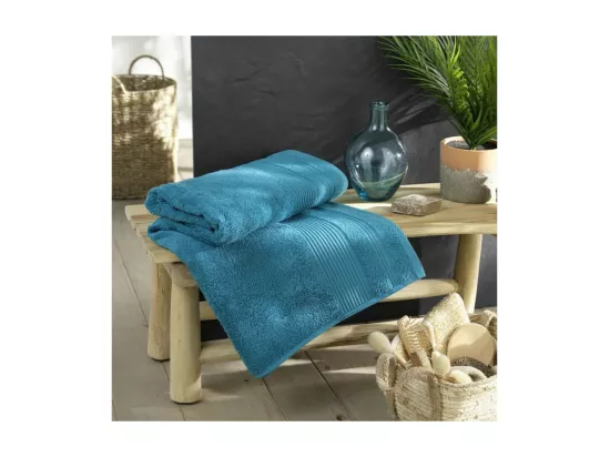 Drap de Bain 90 x 150 cm Tendresse Bleu Paon - Eponge Unie