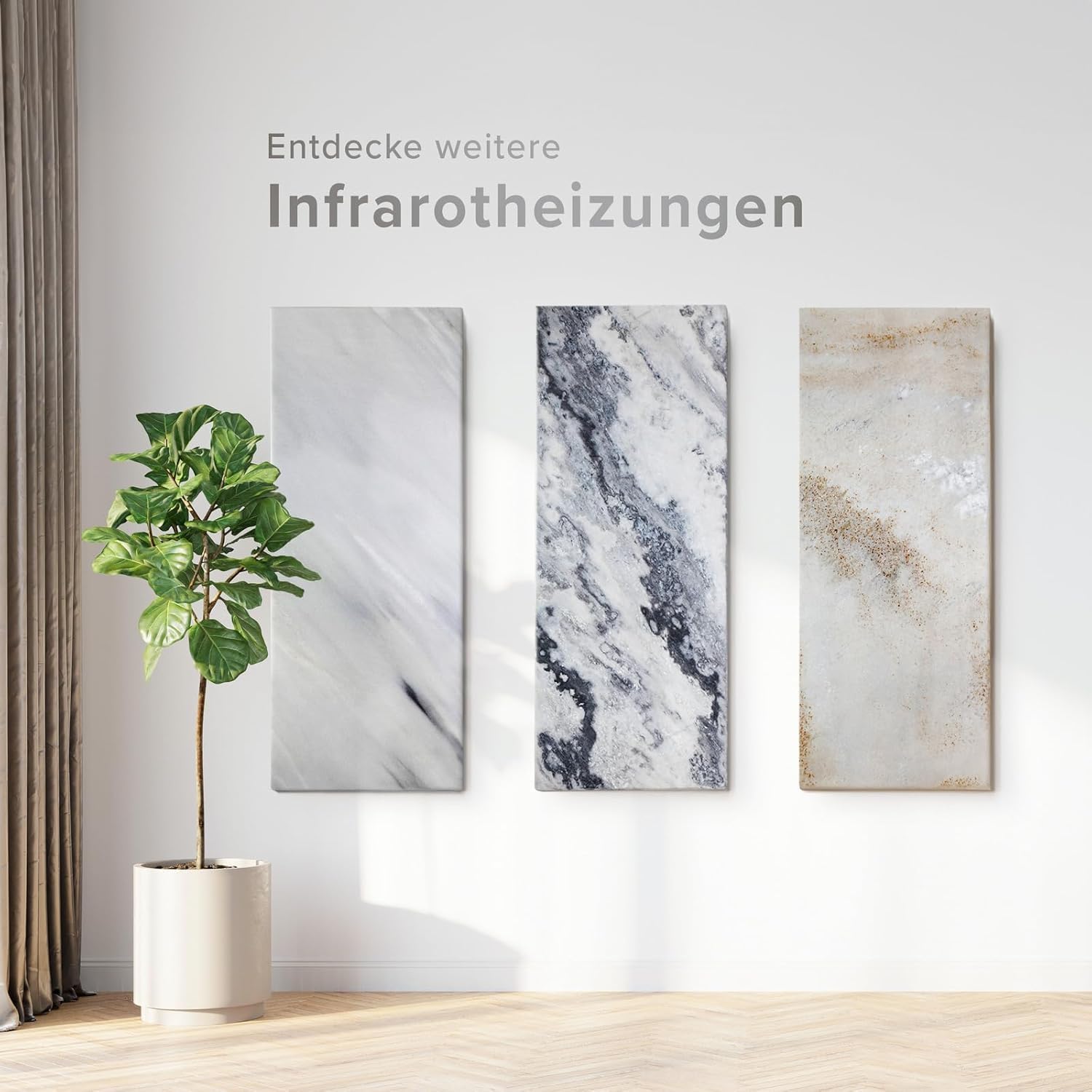 Naturstein Infrarotheizung 800 Watt Bianco – Massive Wandheizung aus echtem Naturstein, energiesparend & leise, inkl. Digitalthermostat, Made in Germany mit 5 Jahren Garantie