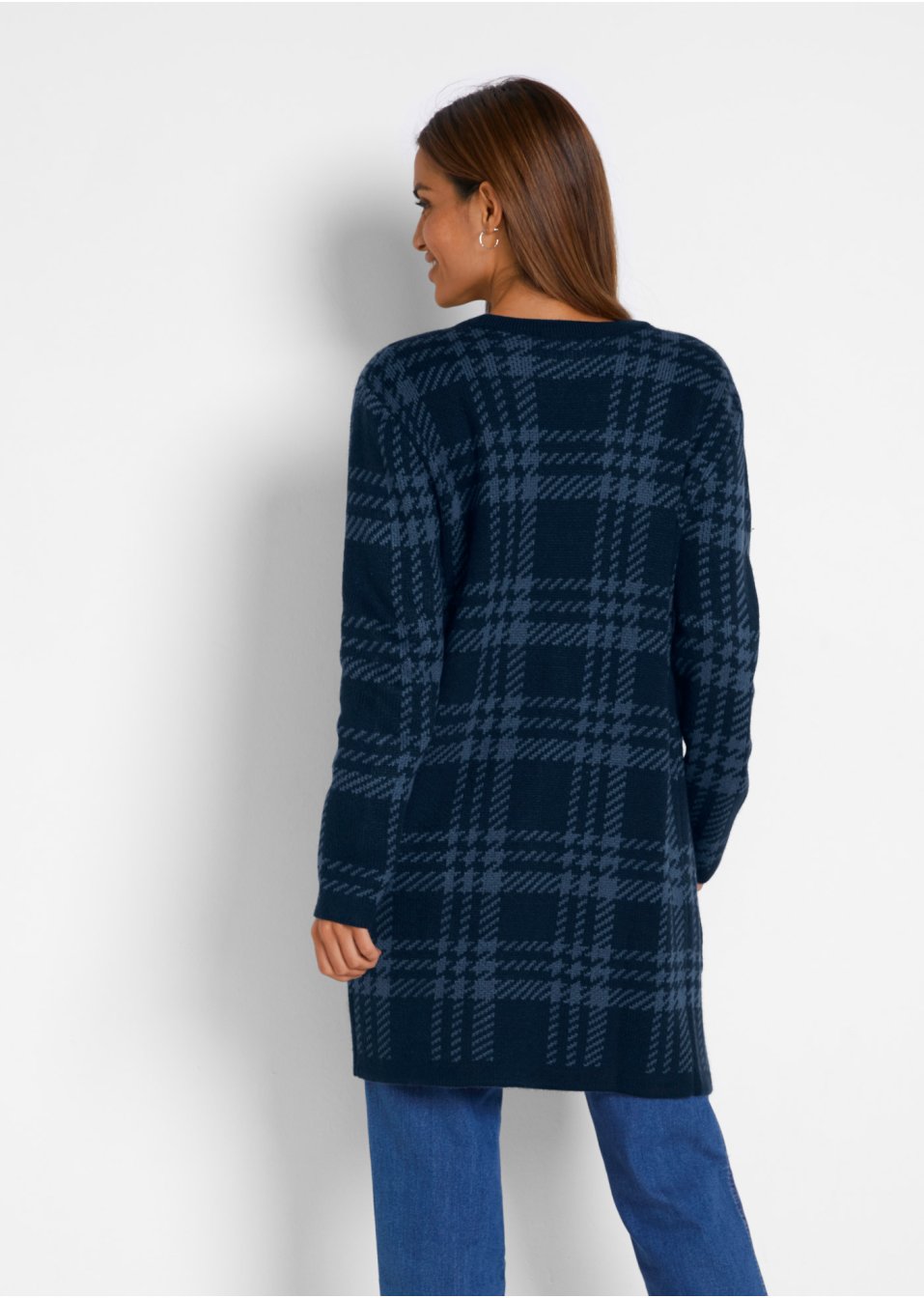 Veste en maille à carreaux avec poches