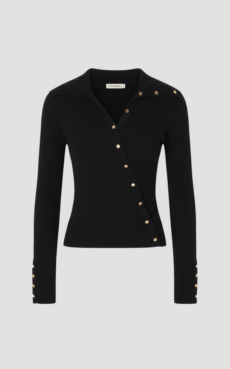 KarenMillen Haut En Maille Côtelée Mélange Viscose Avec Détails De Finition