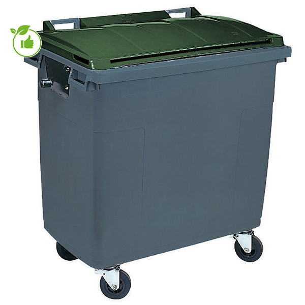 Conteneur poubelle 4 roues SULO prise frontale 770 L gris/ vert