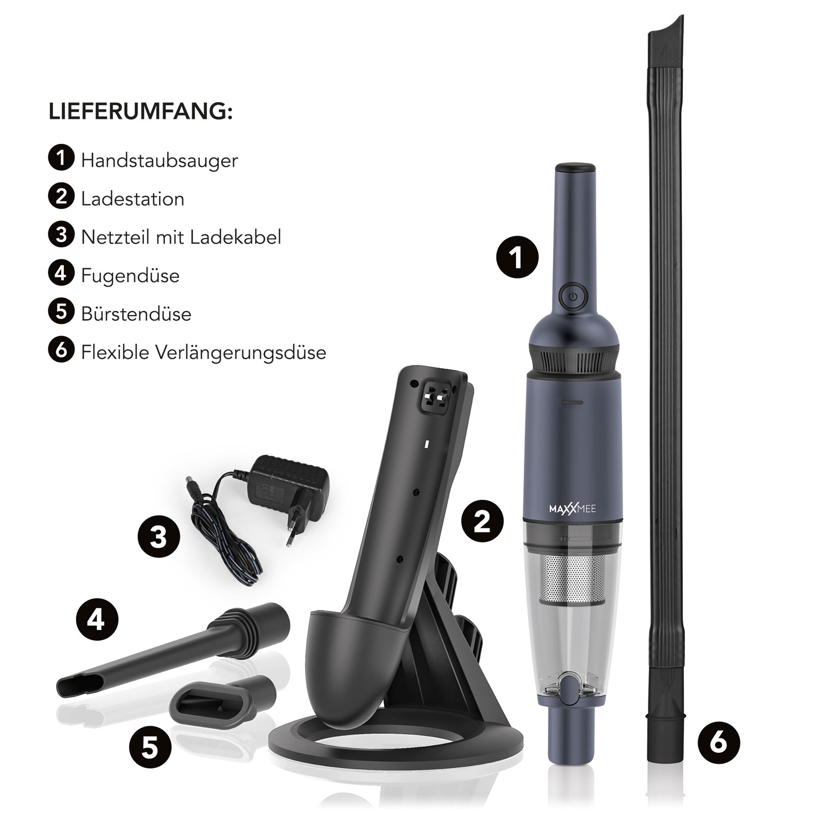 MAXXMEE Akku-Handstaubsauger - anthrazit - 90 Watt