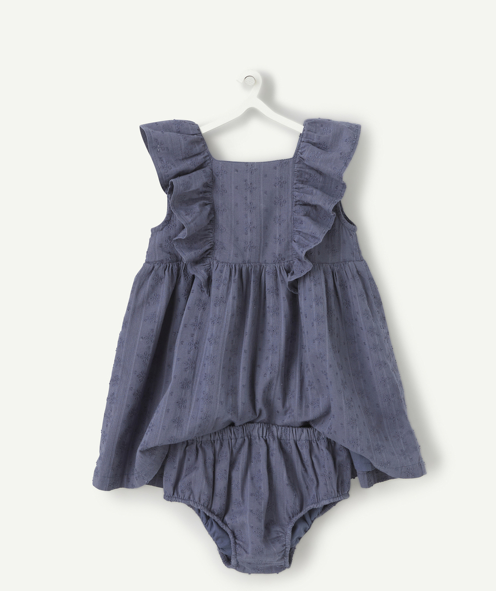 ROBE AVEC BLOOMER BÉBÉ FILLE BLEU MARINE AVEC BRODERIE