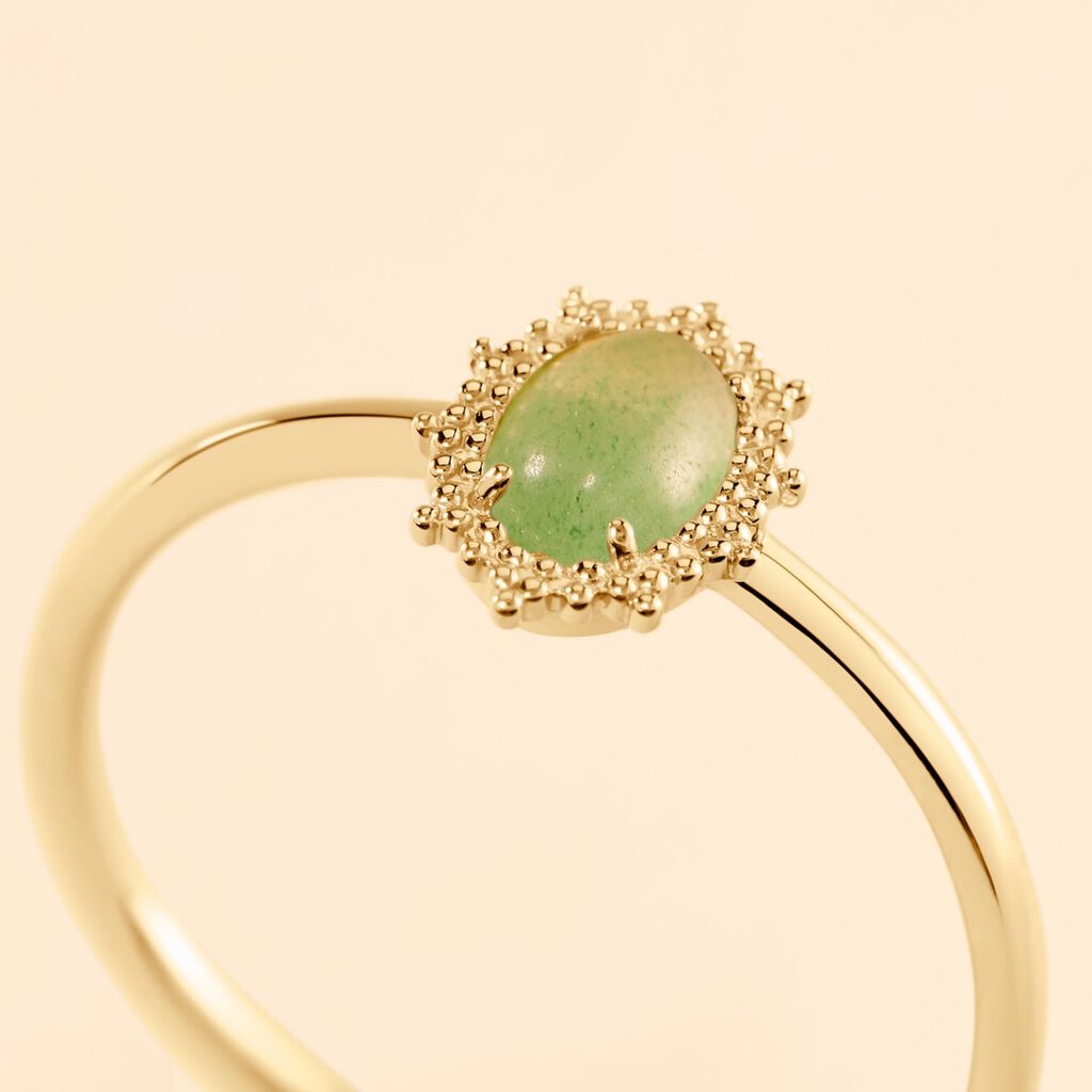 Bague Vintage Love Plaqué Or Jaune Aventurine