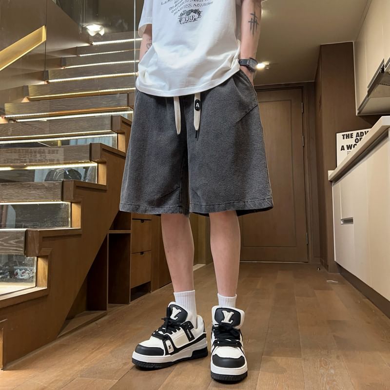 emeisa - Denim short met trekkoord in de taille