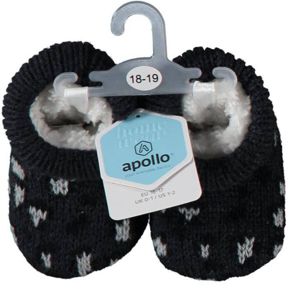 Apollo gebreide slofjes donkerblauw