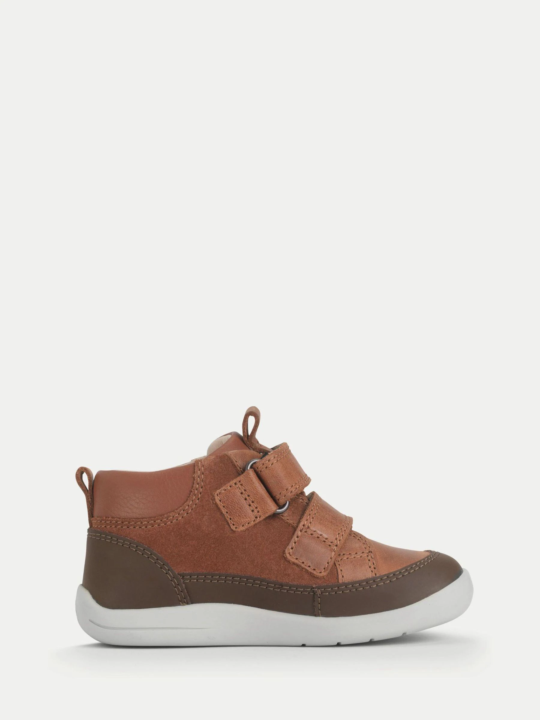 Start-Rite Kids Rove Leather and Suede Double Rip Tape First Walking Brown Boots