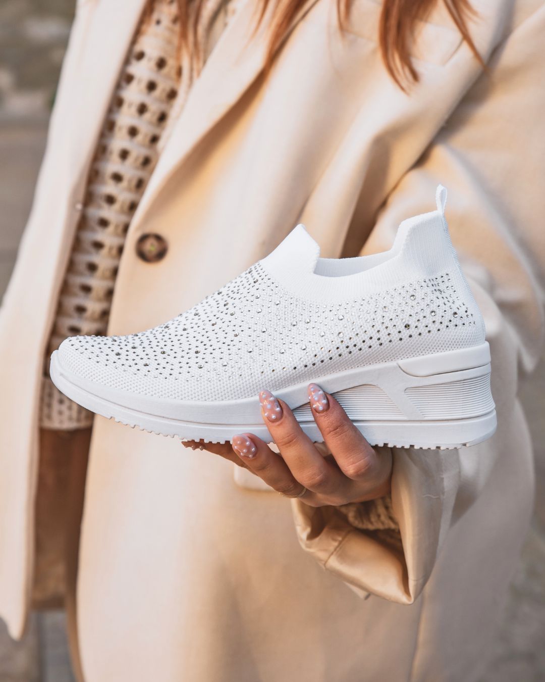 Basket femme blanche en toile blanche sport - Carlee