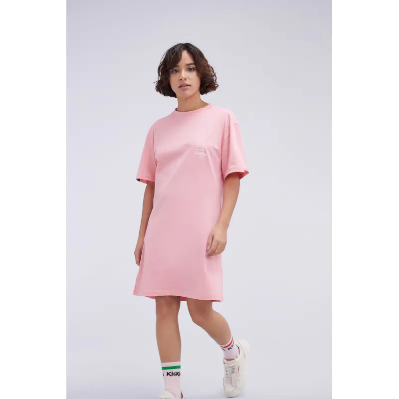 ORGANIC BIG K TSHIRT DRESS ROSE ROBE Coton biologique Femme