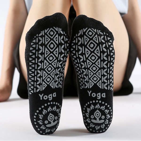 (1 Paar) Anti-Rutsch Pilates Yoga Sport Socken (One Size) - Grau