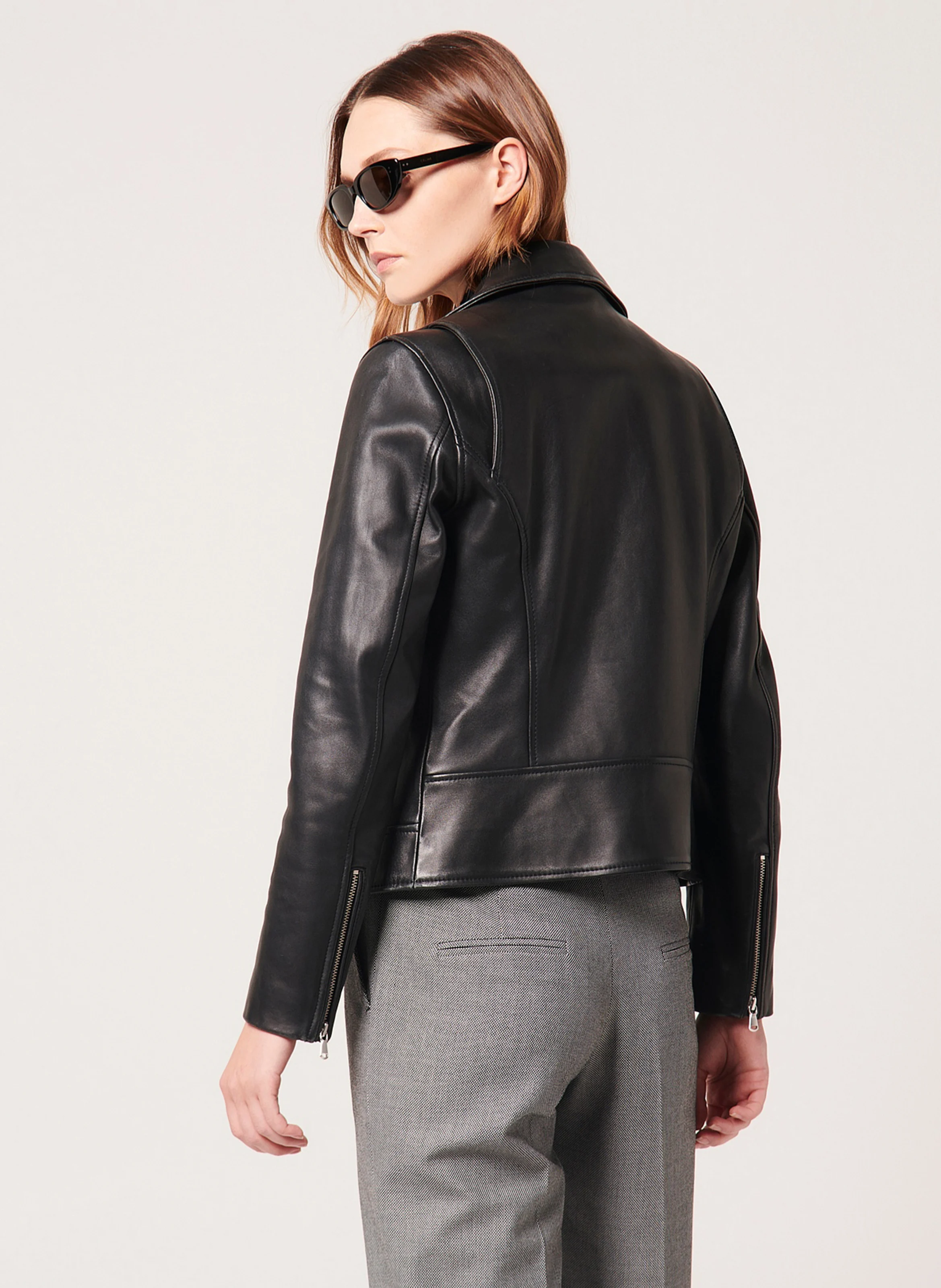 HANCORE - Veste en cuir droite | Noir