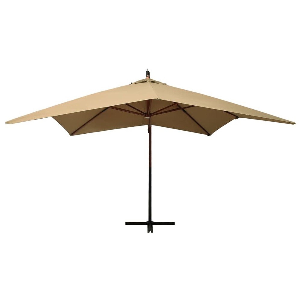 Parasol mobilier de jardin suspendu avec mât en bois 300 cm taupe