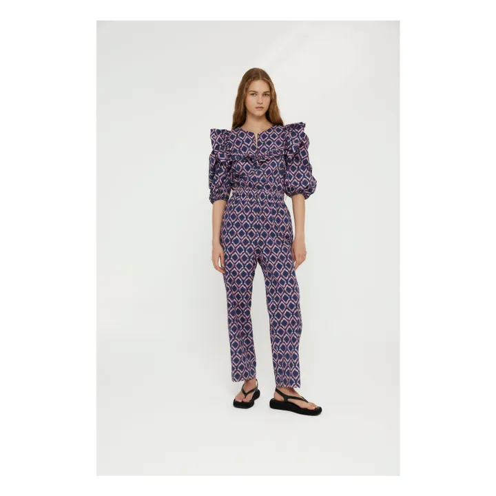 Sophie + Lucie Combinaison Manches Bouffantes | Bleu foncé