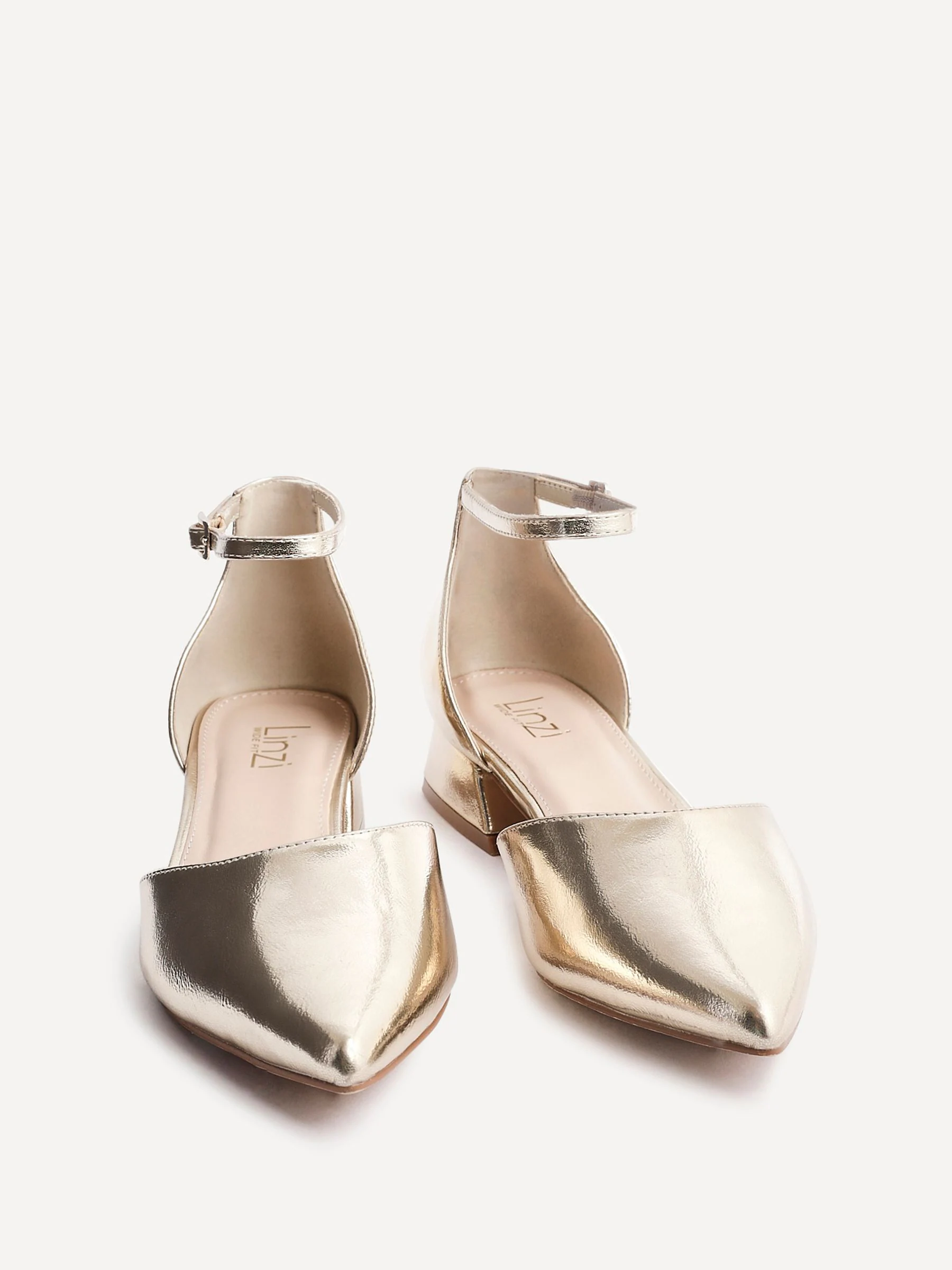 Goud - Linzi Dolly pumps met lage blokhak en wijde pasvorm