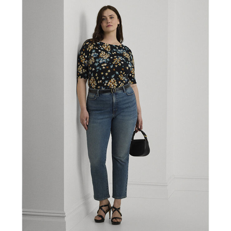 Lauren Ralph Lauren RFND STRTCH 1X1 RIB-ELB SLV BT NK T Sort