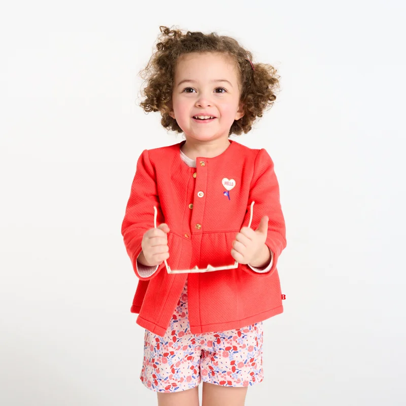 Gilet molleton rose bébé fille Rouge