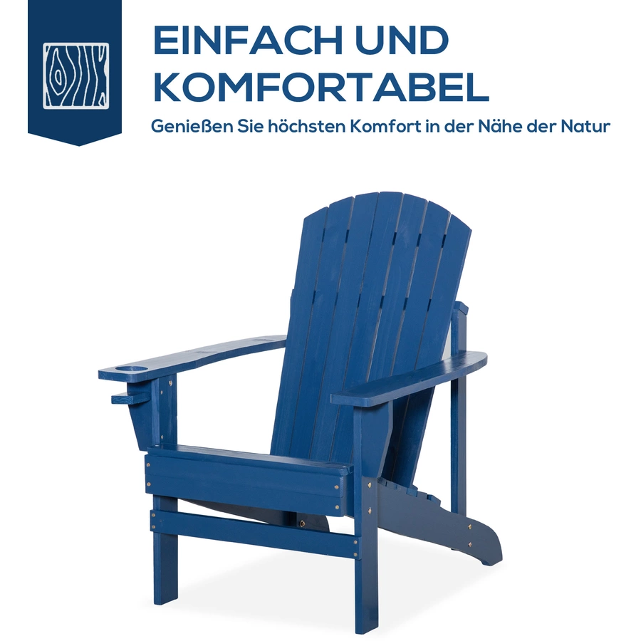 Outsunny Gartenstuhl aus Massivholz blau