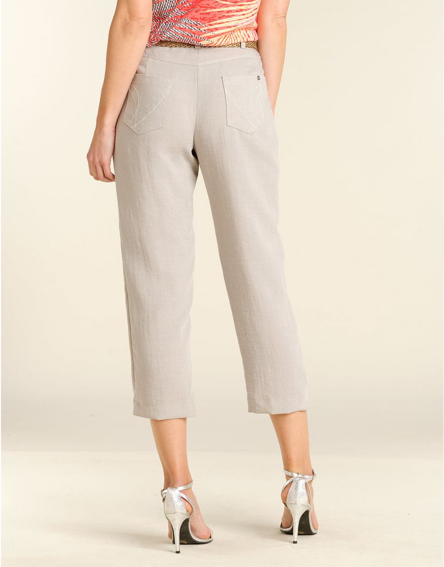 Pantalon droit 7/8e beige