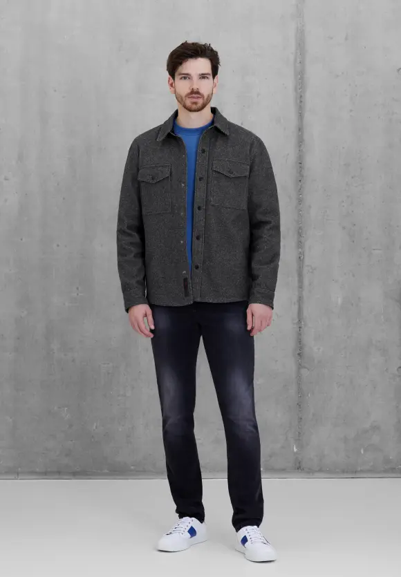 Overshirt in Wolloptik - anthracite grey melange