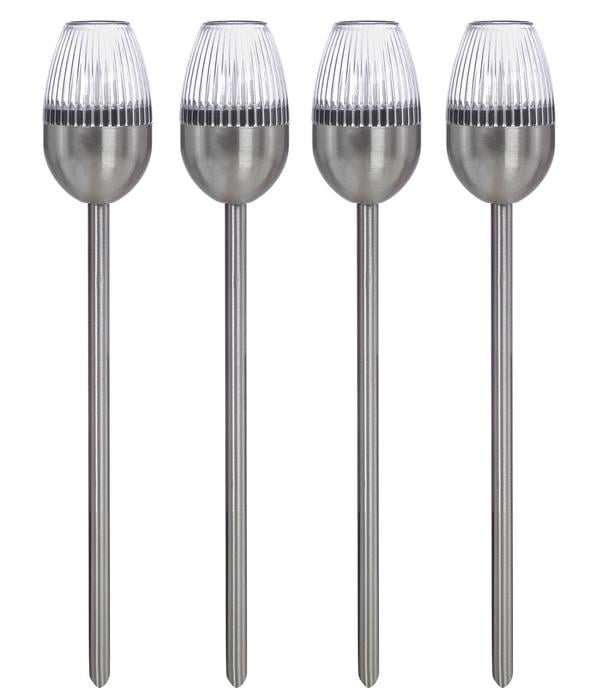 Dehner Solar-Edelstahlleuchte, gerillt,
