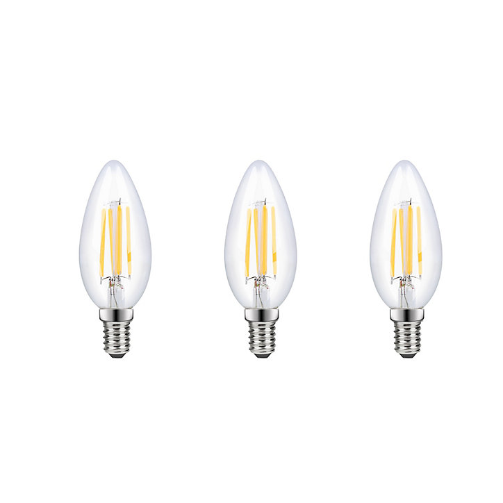 Lot 3 ampoules LED à filament flamme E14 470lm 3.4W = 40W Ø3.5cm Diall blanc chaud
